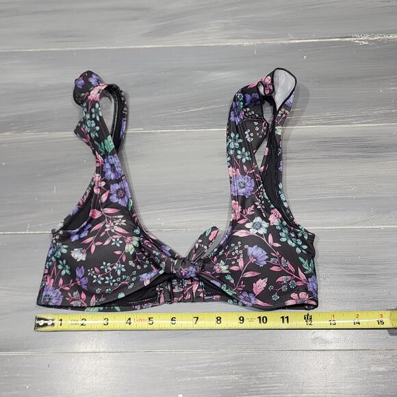 Aeropostale Live Love Dream Bikini Swim‎ Top Black Floral Small - Picture 7 of 8